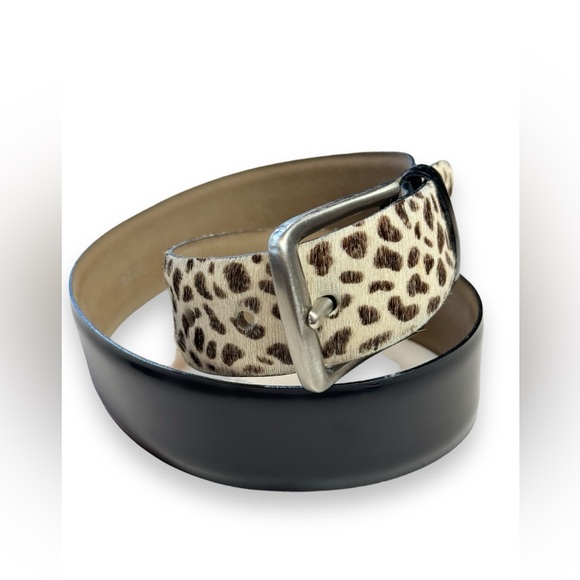 Linea Pelle Cowhide and Polished Leather Belt - Picture 2 of 4